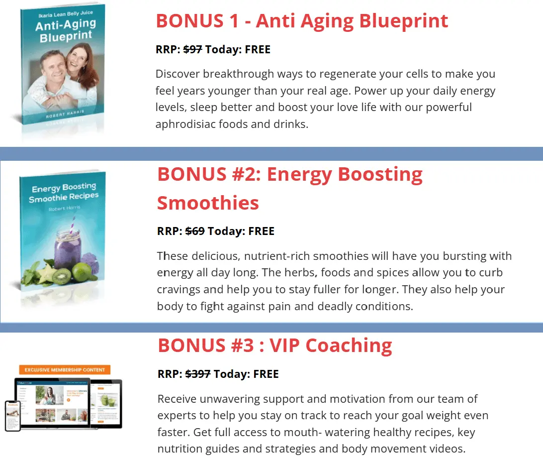 Ikaria Juice free bonuses